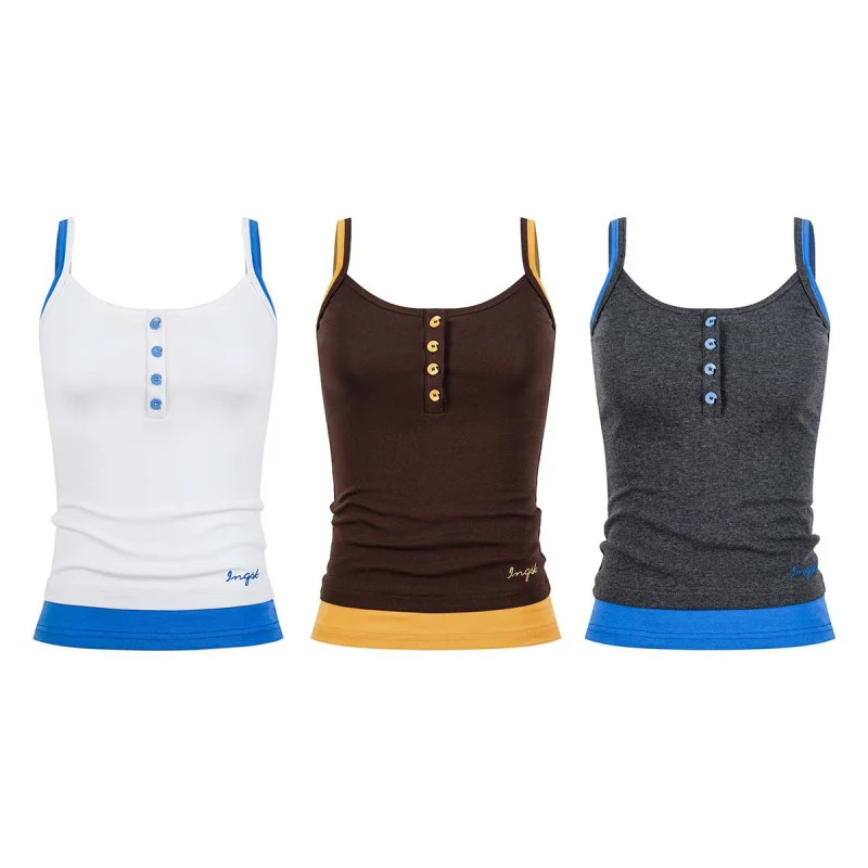 Syepa American retro color-blocked double-strap camisole for women, new summer style, suitable for both inner and outer wear