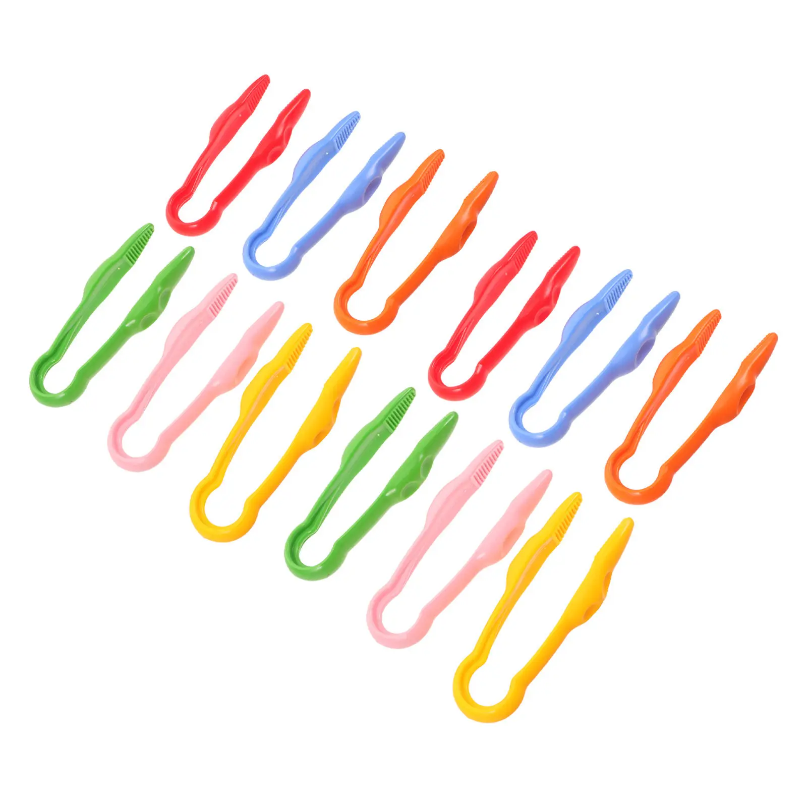 

Набор из 12 детских пинцетов для развития мелкой моторики, с плоскими кончиками, пластиковые, для сенсорных игр, рукоделия, работы с бусинами и научных экспериментов