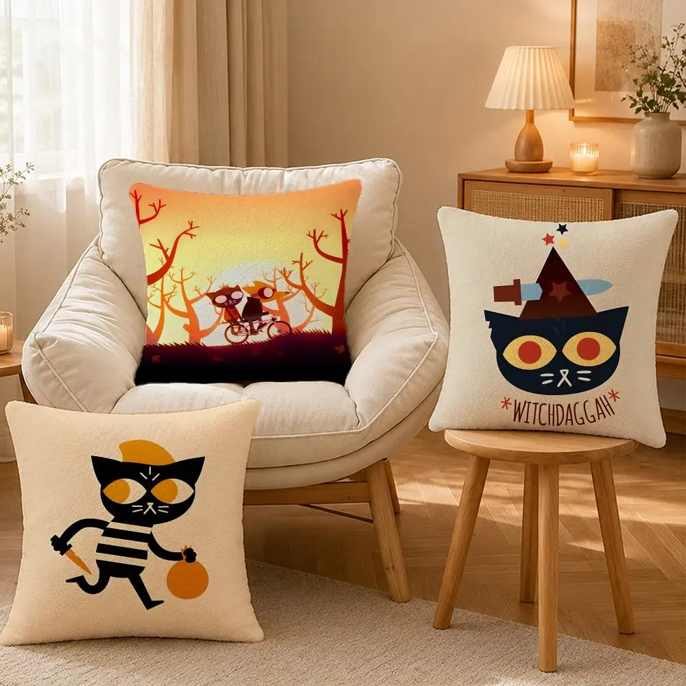Game Night in the Woods Indie Cushion Cover Personalized Short Plush Soft Bedroom Sofa Home Decor Gift
