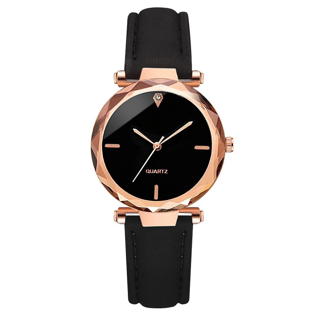 2pcs Luxury Fashion Women Watch Set PU Leather Strap Ladies Quartz Wristwatch Rhinestone RoseGold Alloy Bracelet For Ladies Gift