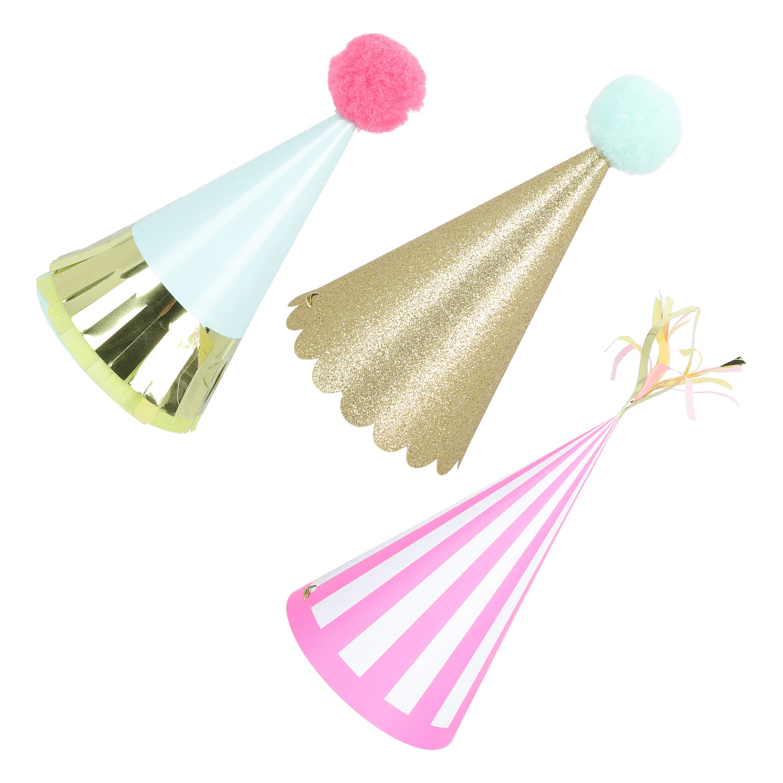 

3Pcs Birthday Party Hat Decorative Paper Hats Child Festival Headwear Bright Color Reusable Eco Friendly Supplies