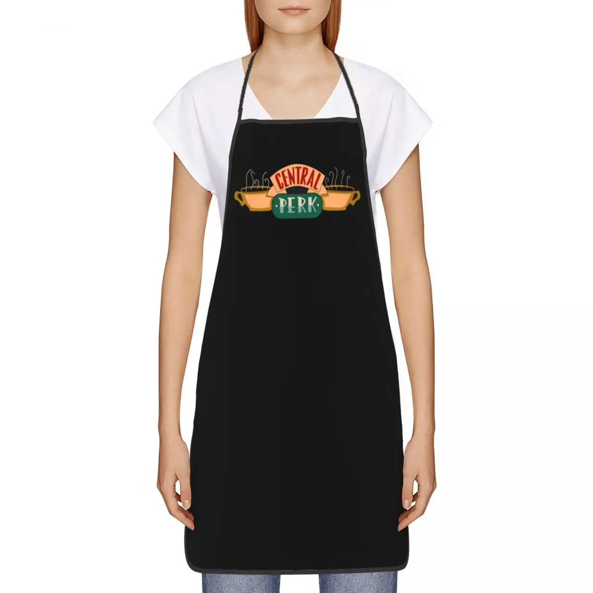 Unisex Friends Central Perk Logo Bib Apron Adult Women Men Chef Tablier Cuisine for Kitchen Cooking TV Show Baking