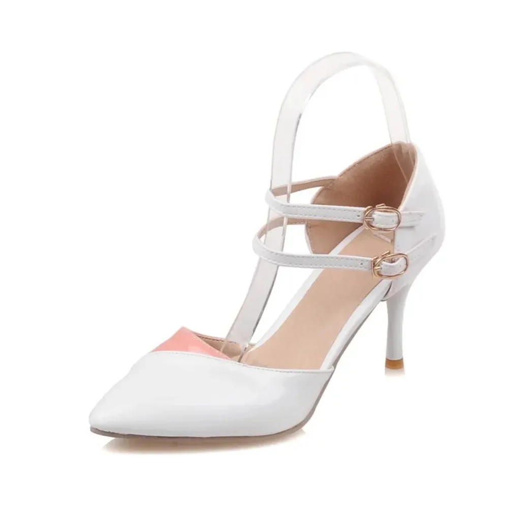 High Heels New Sale Gladiator Sandals Women Fashion Pointed Toe Buckle Strap Party Drees Office Shoes Pumps Big Size 46 47 7-5