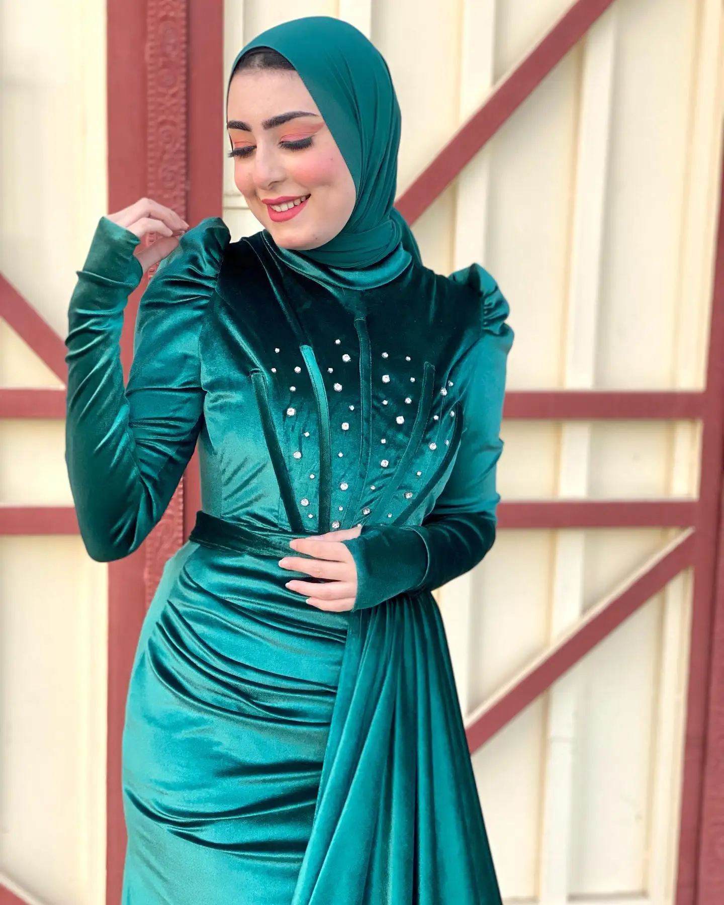 Jirocum zeemeermin moslim avondjurk dames diamant schildpad hals lange mouw feestjurk vloerlengte speciale gelegenheidsjurken