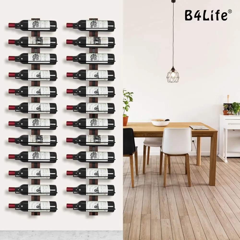 Estante de vino montado en la pared para 24 botellas de vino, estante de vino de madera para pared, soporte de vino montado en la pared