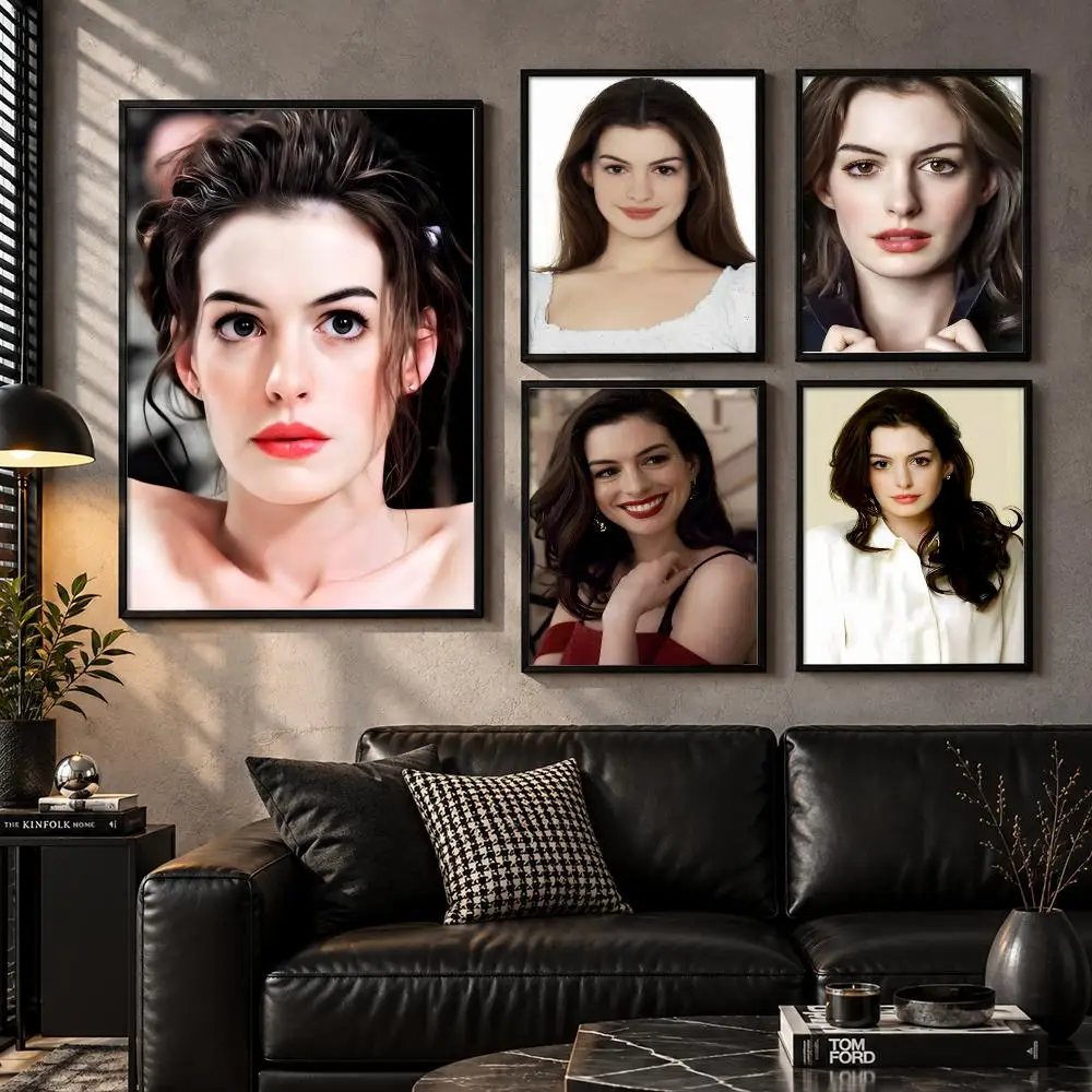 Artwork-Editorial-Notable-Legacy-Celebrated-Famous Anne Hathaway Poster Aesthetic Unframed Wall Prints for Bedroom & Living Room