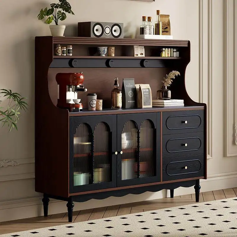 

Обеденный боковой шкаф из чистого массива дерева в средневековом стиле, французский ретро-столовая, кухонный шкаф, шкафчик из ясеня