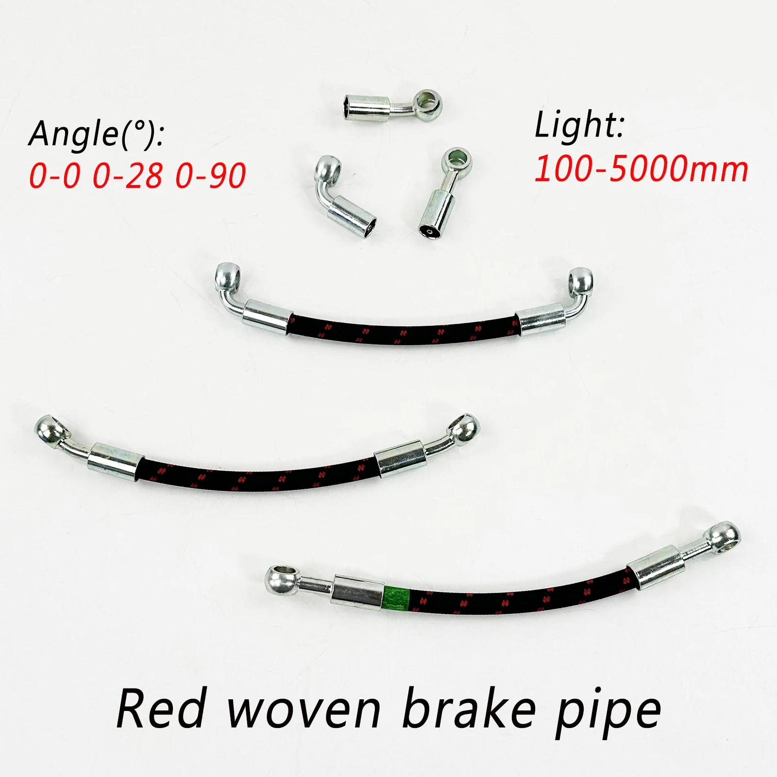 

100-5000mm Red PA12 Braided Brake Hose Brake pipe 3.2mm Inner Diameter 0°/28°/92° FittingsUniversal for Car/Motorcycle Mods