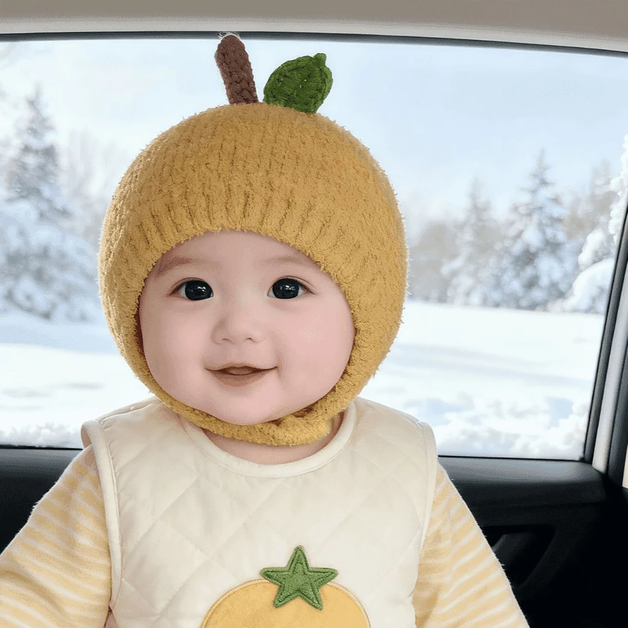 Cute Red Apple Hat for Baby Ear Protection Cap Winter Warm Toddler Pullover Cap 1-3Year Boys Girls Coral Fleece Beanie Bonnet image 2
