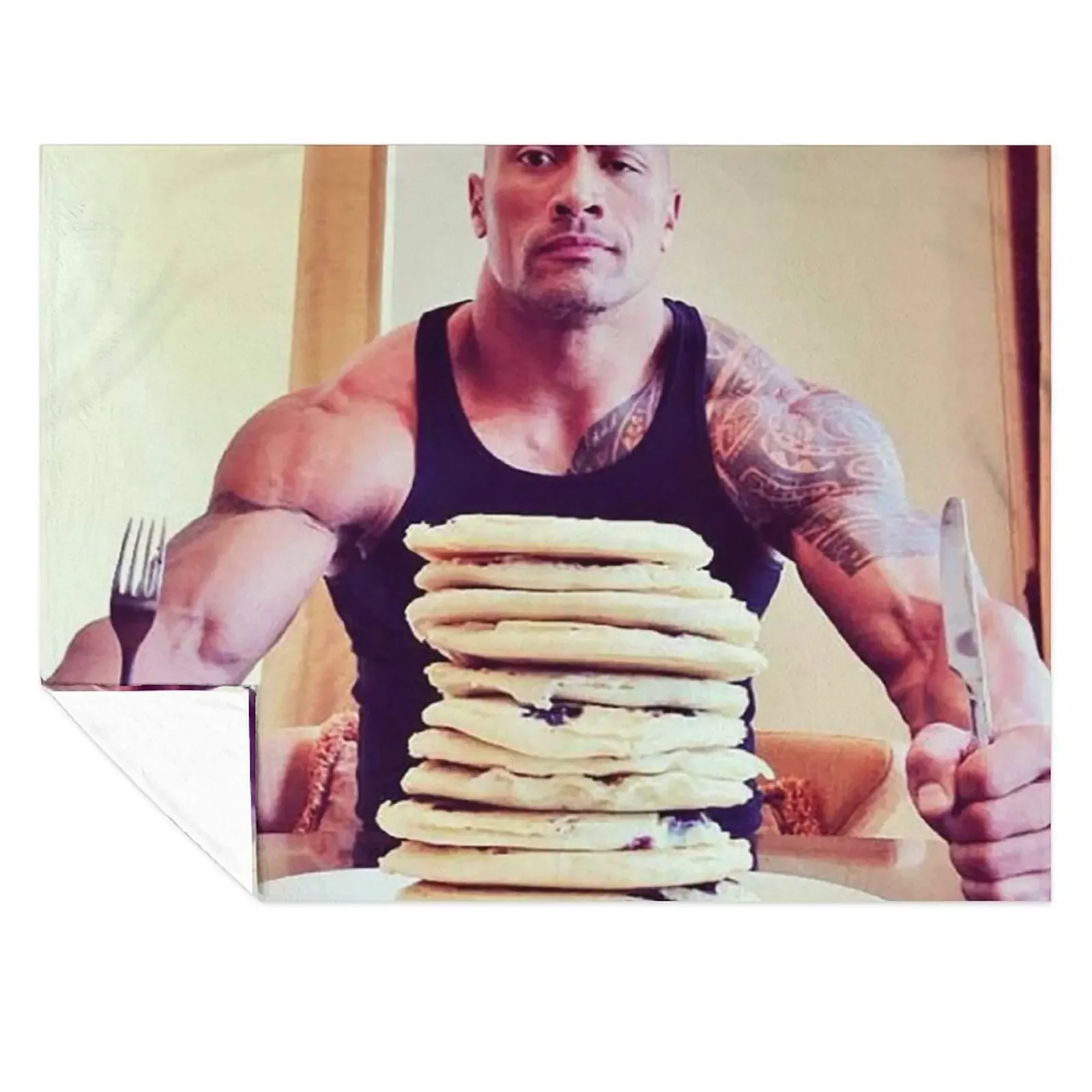 

Dwayne The Rock Johnson Eating Blueberry Pancakes Throw Blanket valentine gift ideas Cute Thermal Sleeping Bag Blankets