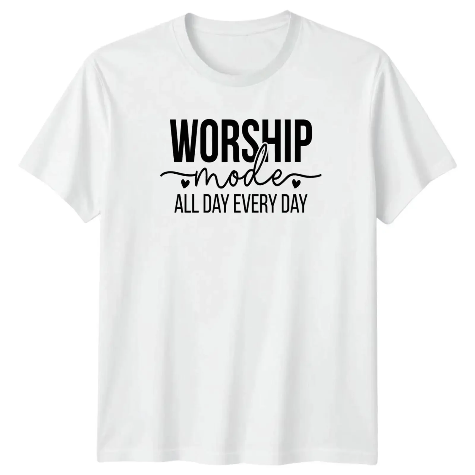 Worship Mode All Day Every T Shirt Christian Apparel Religion vintage Washed designer clothes Casual Unisex Breathable Slightly