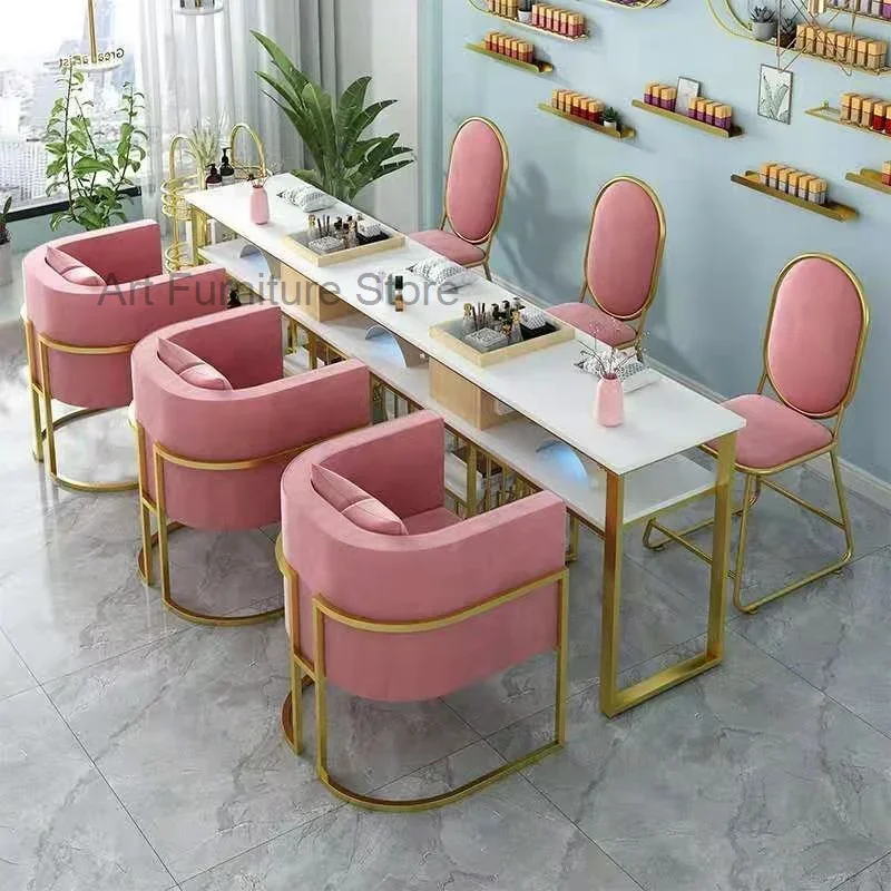 Juego de mesa y silla de manicura de mármol minimalista moderno, muebles de salón, mesa de uñas nórdica, escritorio de manicura profesional con