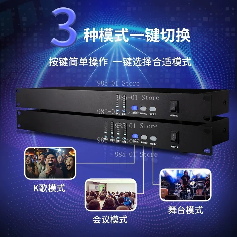 Professional microphone frequency shifter one-button intelligent fully automatic anti-howling feedback suppressor home KTV stage