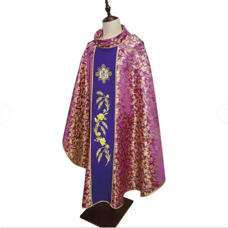 Priest Vestments Christian High Quality Adult Religious Clothes Clergy Robe Brocade Vietnamese style Festival Dress
