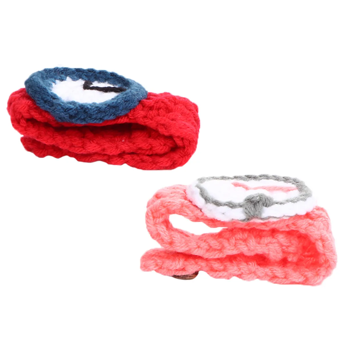 

2Pcs Couple Wristbands Knitted Stylish Funny Simulation Watches Bracelet Pink Red Soft Comfortable Party Festival Gift