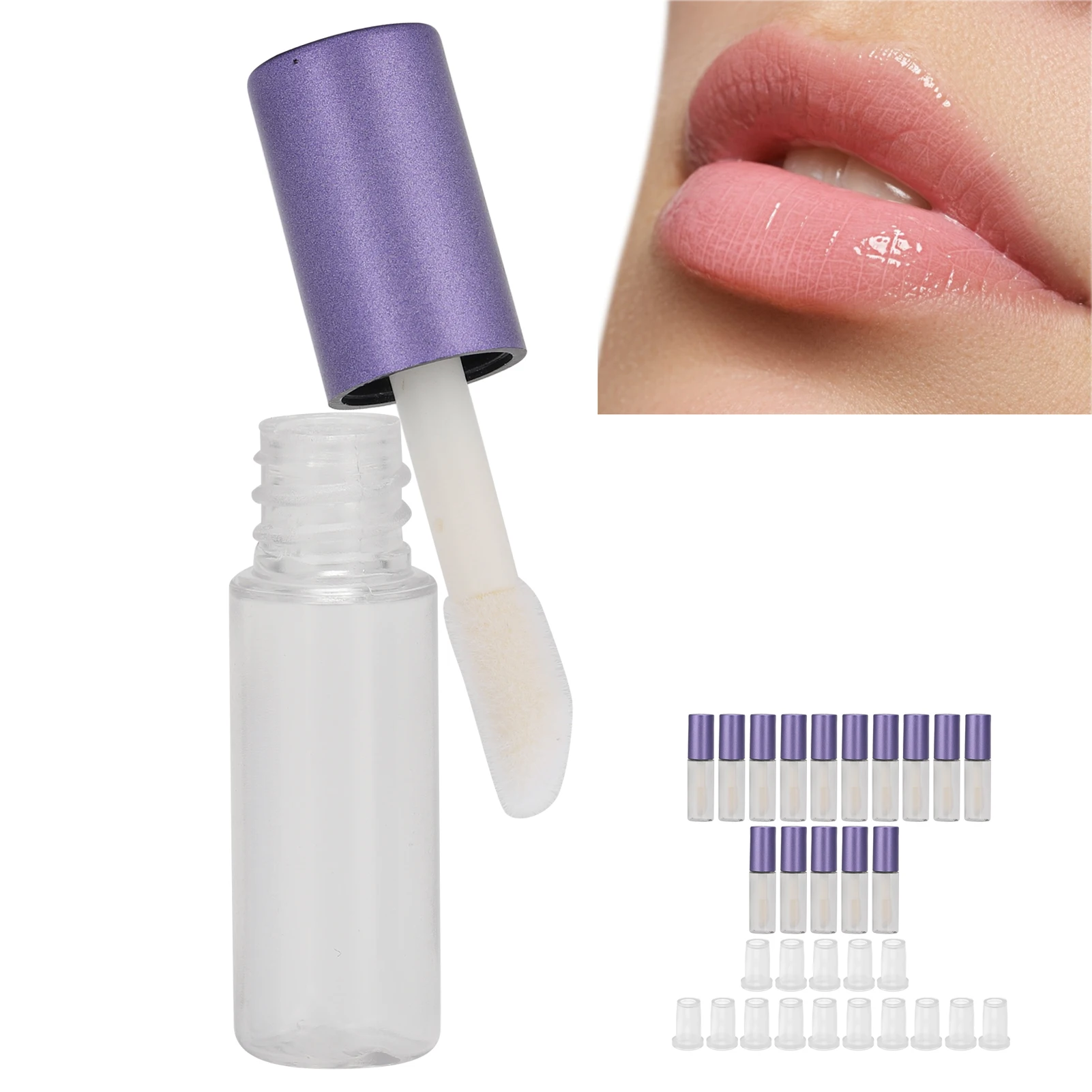 15 Pieces Small Lip Gloss Tube 1.2ML Lip Glaze Bottles Trial Packed Cosmetic Containers With Rubber Stoppers