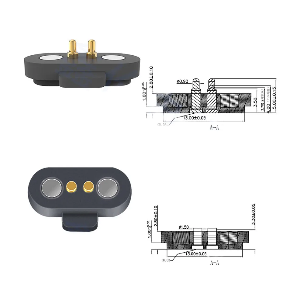 2pcs 1A Magnetic Pogo Pin Connector 2 3 4 5 Positions Pitch 2.5MM Spring Loaded Pogopin Male Female Contact Strip