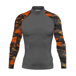 Men Swim Surfing T-shirt Beach UV Protection Swimwear Rash Guard Long Sleeve Diving Wetsuit Summer Apparel Tight Wear