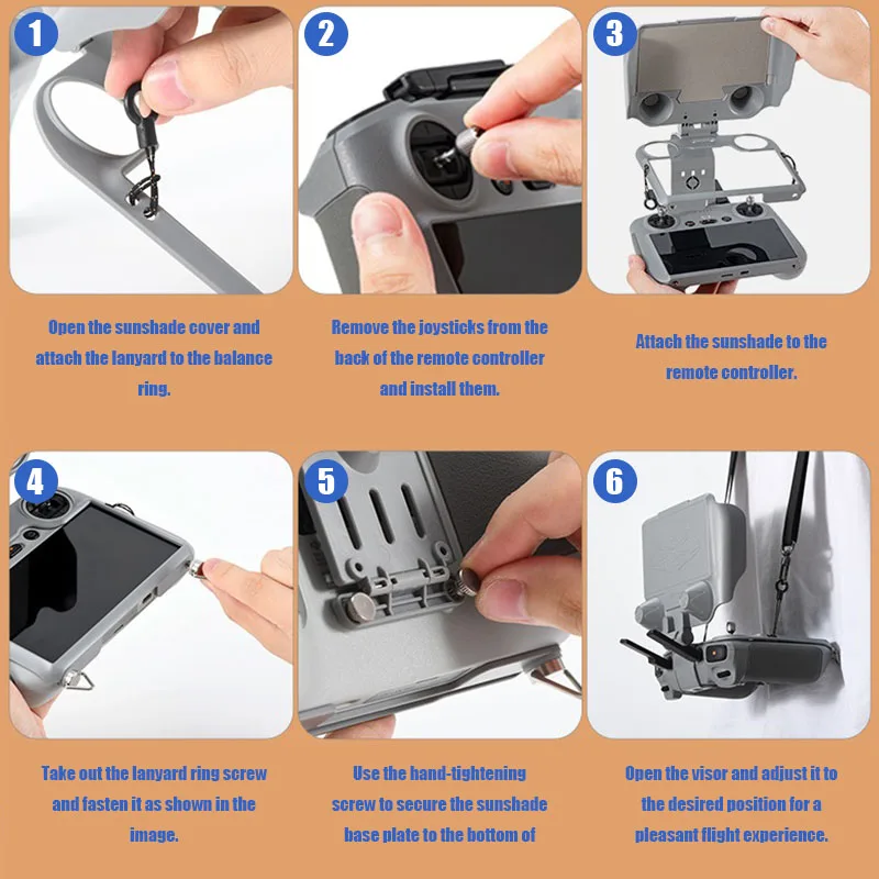 VOLODYMYR voor DJI RC/RC 2 Afstandsbediening Zonnekap Beschermhoes 2 in 1 Screen Protector Zonnescherm voor DJI Mini 4 Pro/Air 3S/Neo