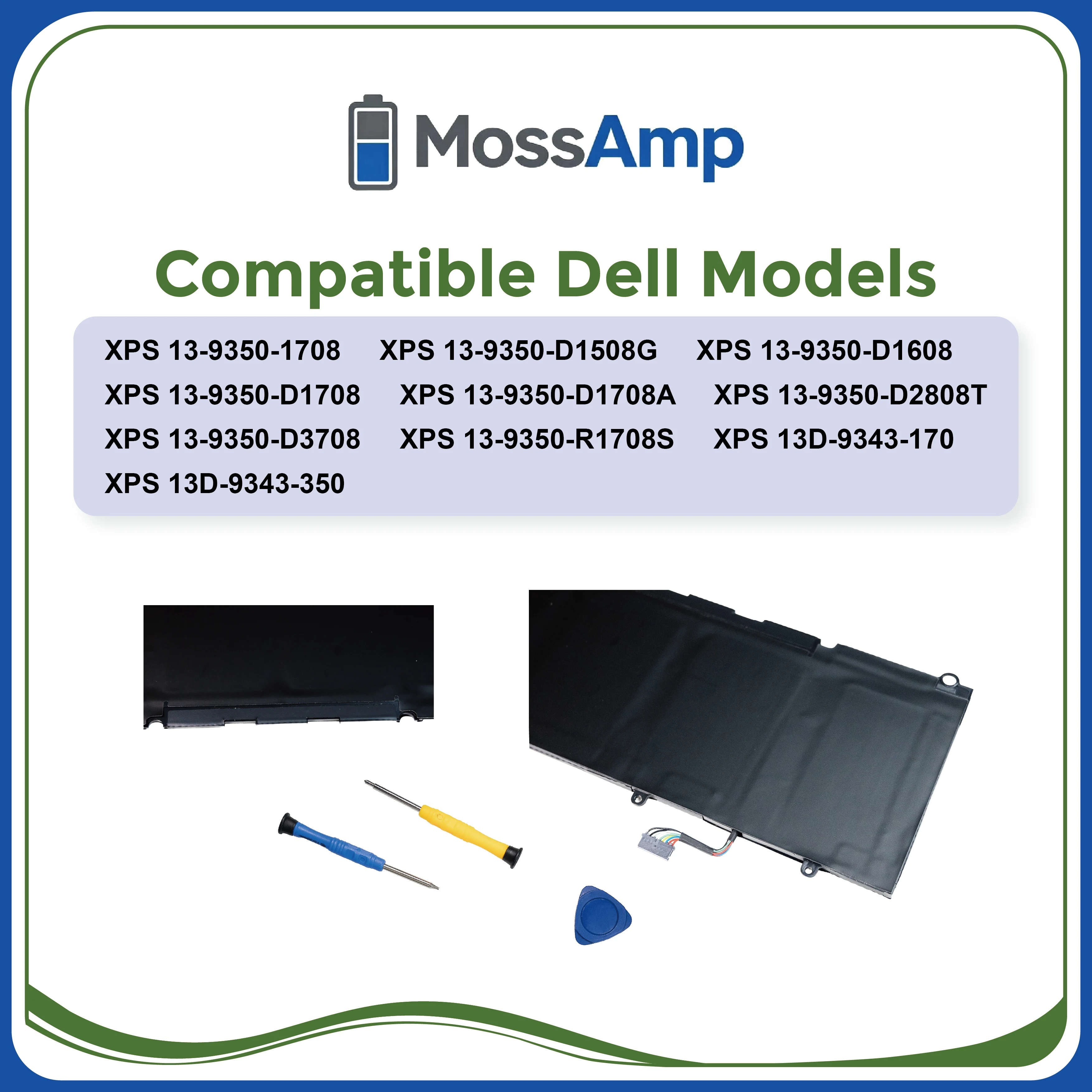 MossAmp 7.6V 56WH 90V7W Laptop Battery for XPS 13 9350 JHXPY SK9CP 5K9CP DIN02