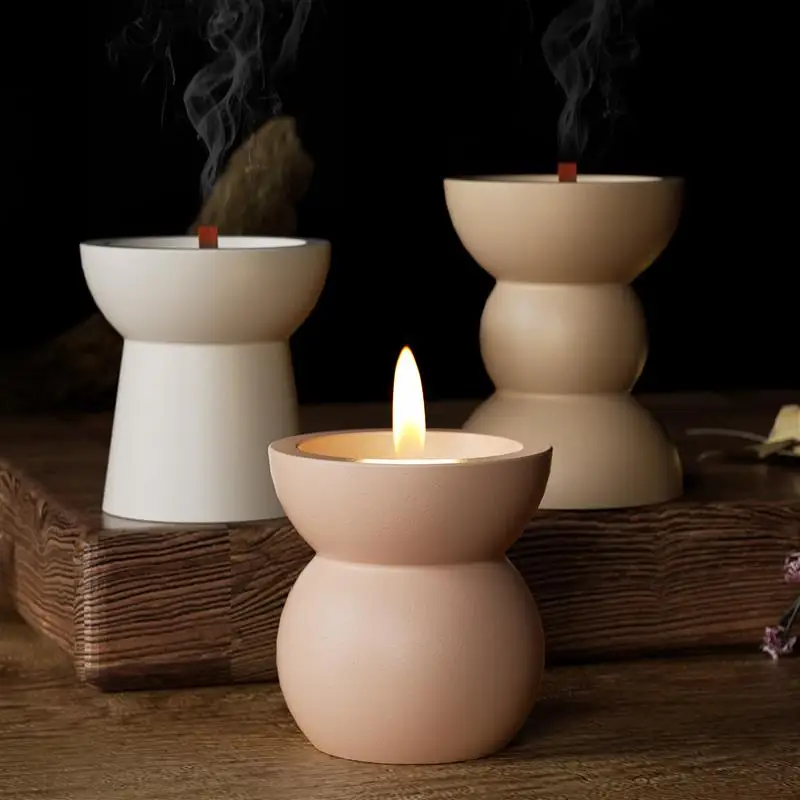 Candlestick Silicone Mold Geometric Half Circular Candle Holder Mold DIY Epoxy Resin Concrete Cement Plaster Candlestick Mould