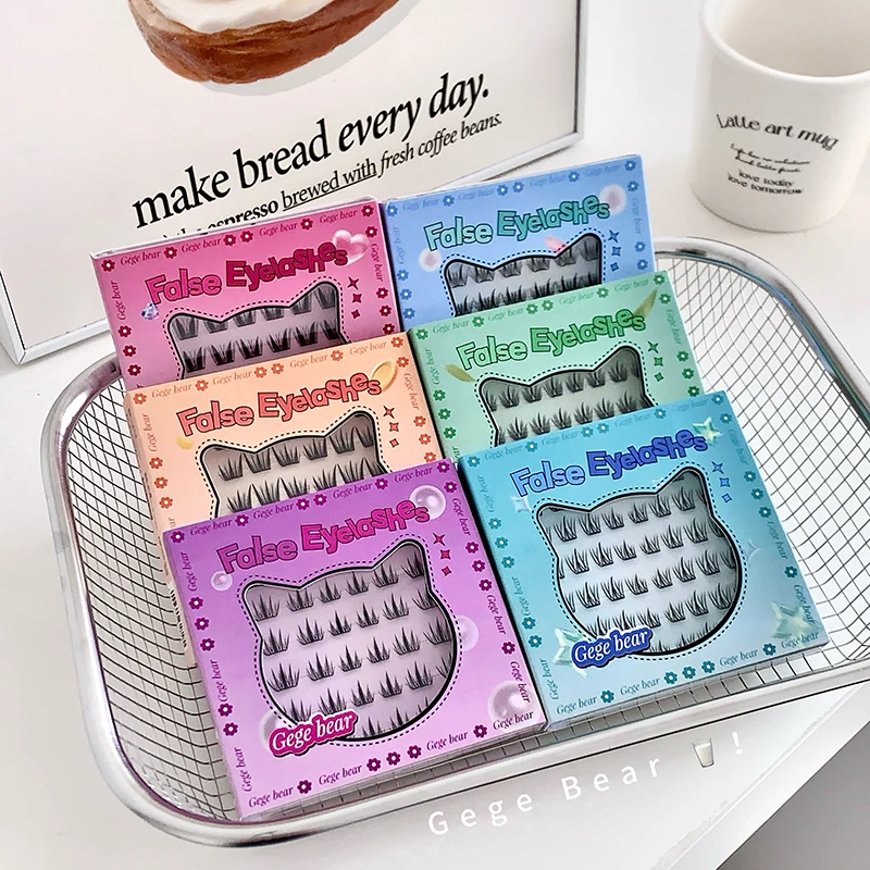 رموش صناعية خالية من الغراء من Gege bear تجعيد بشكل طبيعي وهي جذور مميزة ثلاثية الأبعاد. الرموش الصناعية #3