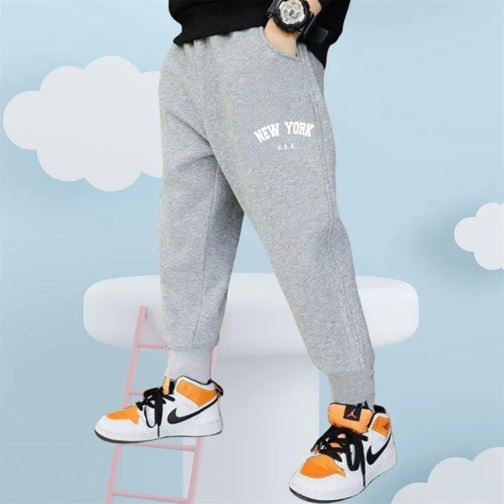 Boys Jogger Sports Pants Maple Letter printing Kids spring Long Sweatpant Cartoon Running Trousers with Pocket