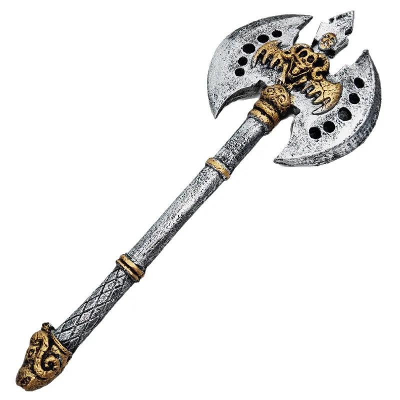 67cm/27.17in PU 전투 도끼 방패 게임 주변기기 카타나 모델 소품 코스프레 파티 용품 디스플레이 할로윈 선물 야외 장난감