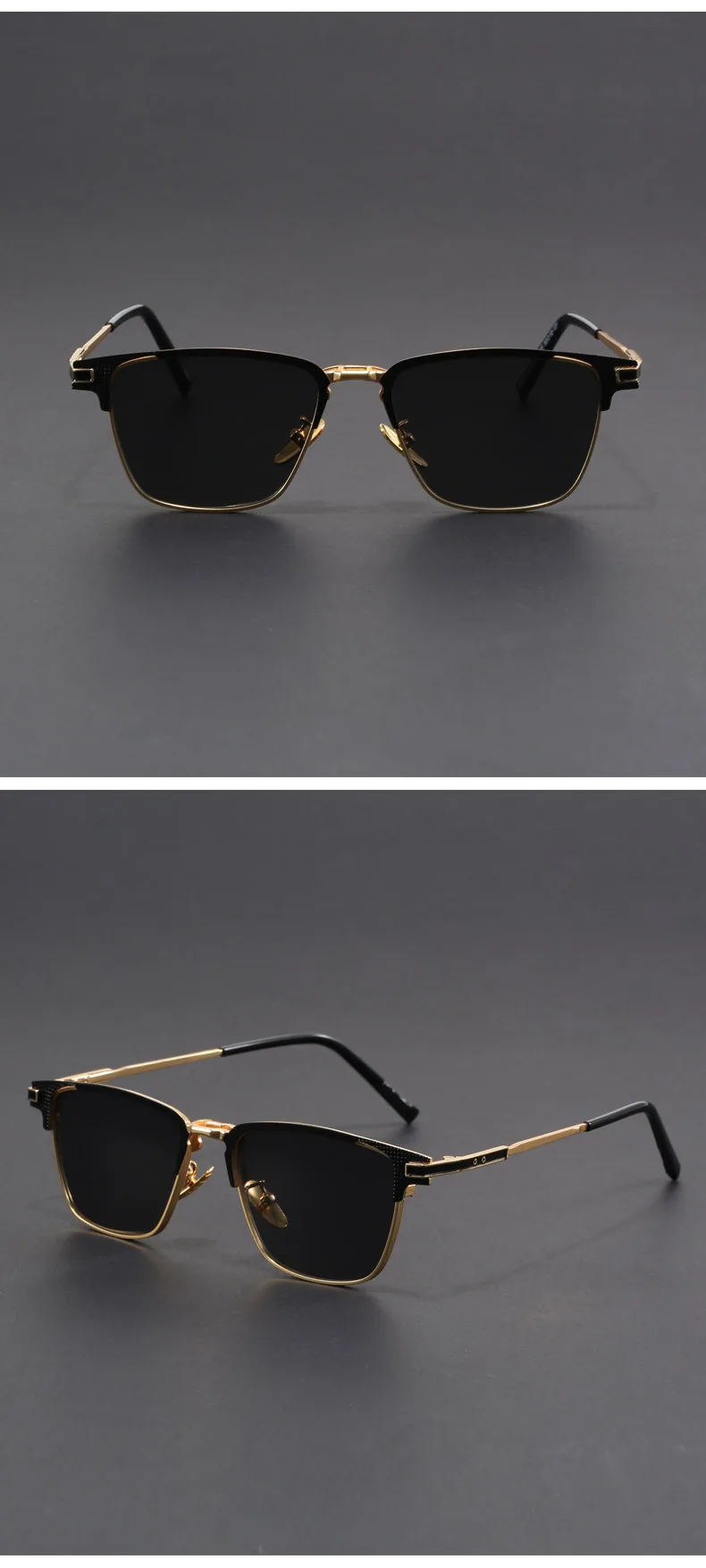 Neue Metall Quadratische Sonnenbrille Halbrahmen Polarisierte Sonnenbrille Herren Damen Luxusmarke Designer Sonnenbrillen Männlich Retro Rive – Detail 8