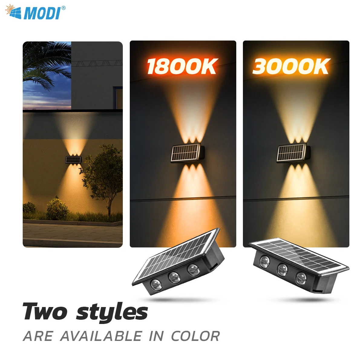 مصابيح غسيل الجدار الخارجية بالطاقة الشمسية IP65 مقاومة للماء - مصباح LED أبيض وذهبي موفر للطاقة للواجهة والسياج وإضاءة المناظر الطبيعية