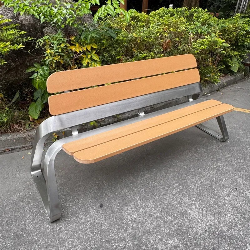 Outdoor Park Bench Plastic Wood Solid Wood Leisure Chair for Scenic Spot Street Community Public Area Creative Simple Design