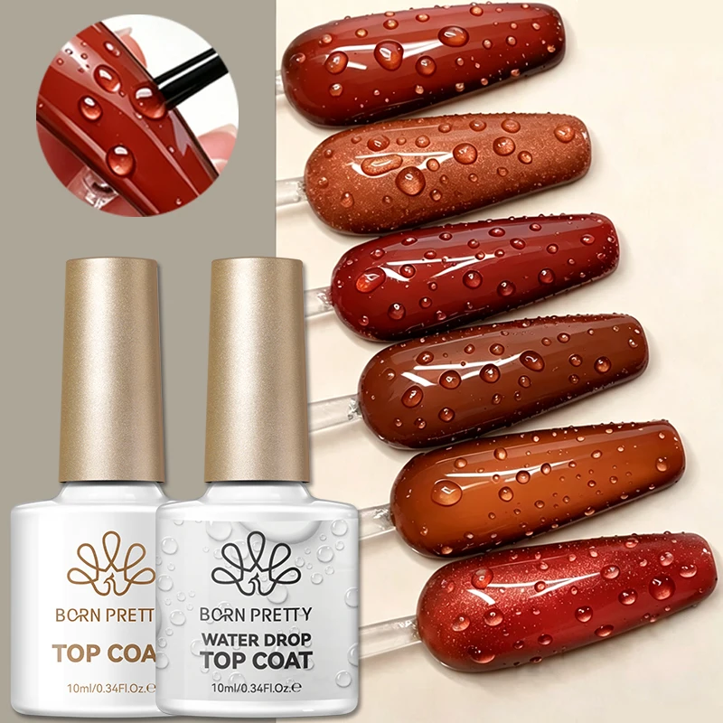BORN PRETTY 2 Stück Water Drop Top Coat Super Top Gel Nagellack Set 10ml Klarer Wassertropfen-Effekt Semi-Permanent SoakUV LED Gel