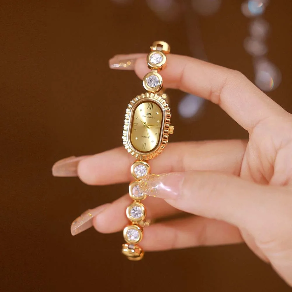 BS Women Quartz Watch Retro - style Jewelry Oval Arch Fashionable Dainty Elegant Ladies Wristwatch Gift for Women Gifts