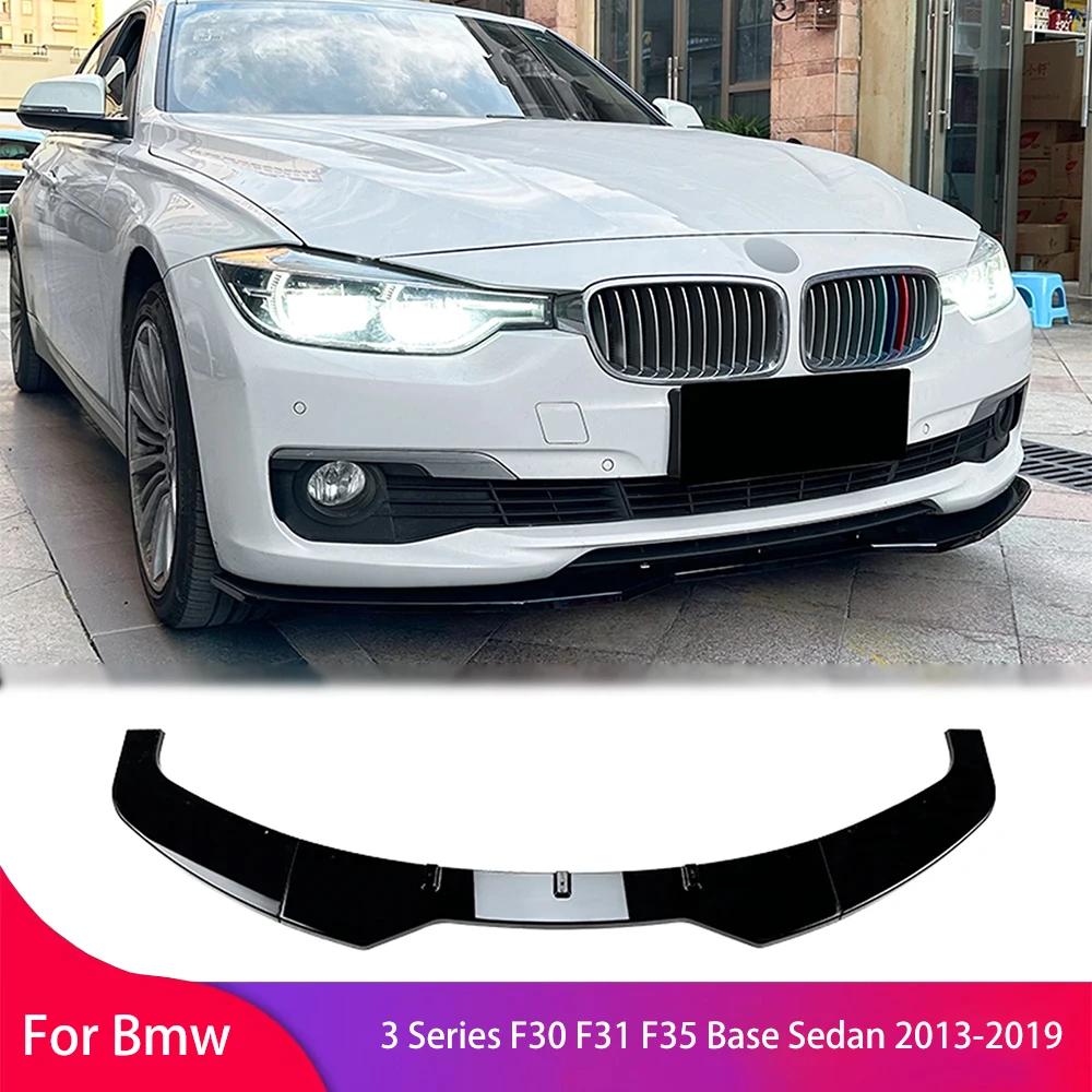 

Front Bumper Spoiler Lip For BMW 3 Series F30 F31 F35 Base Sedan 2013-2019 Carbon Fiber Look/Gloss Black Car Lower Splitter Lip