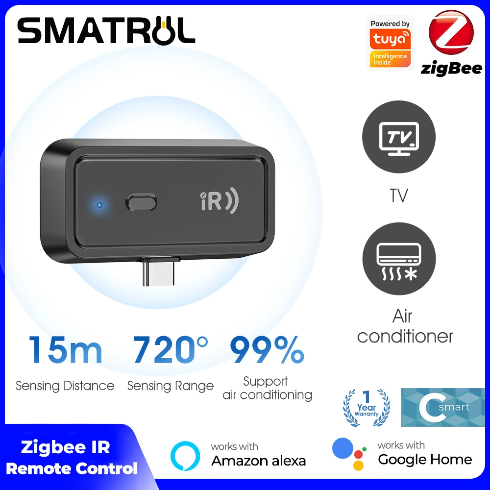 

Zigbee ИК-умный пульт дистанционного управления Tuya Таймер обратного отсчета Инфракрасный мини-контроллер для бытовой техники работает с Alexa Google Home