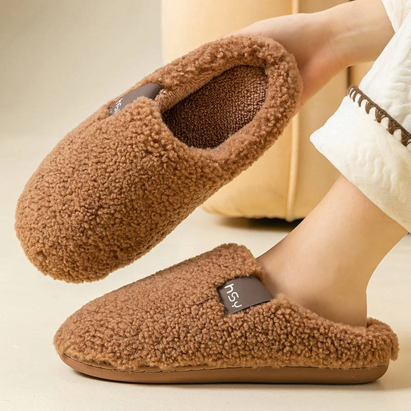 

Зимние теплые тапочки, женские плюшевые домашние тапочки из нечеткого меха, домашняя обувь для ленивых, домашняя обувь на платформе, меховые шлепанцы на плоской подошве для мужчин и мужчин