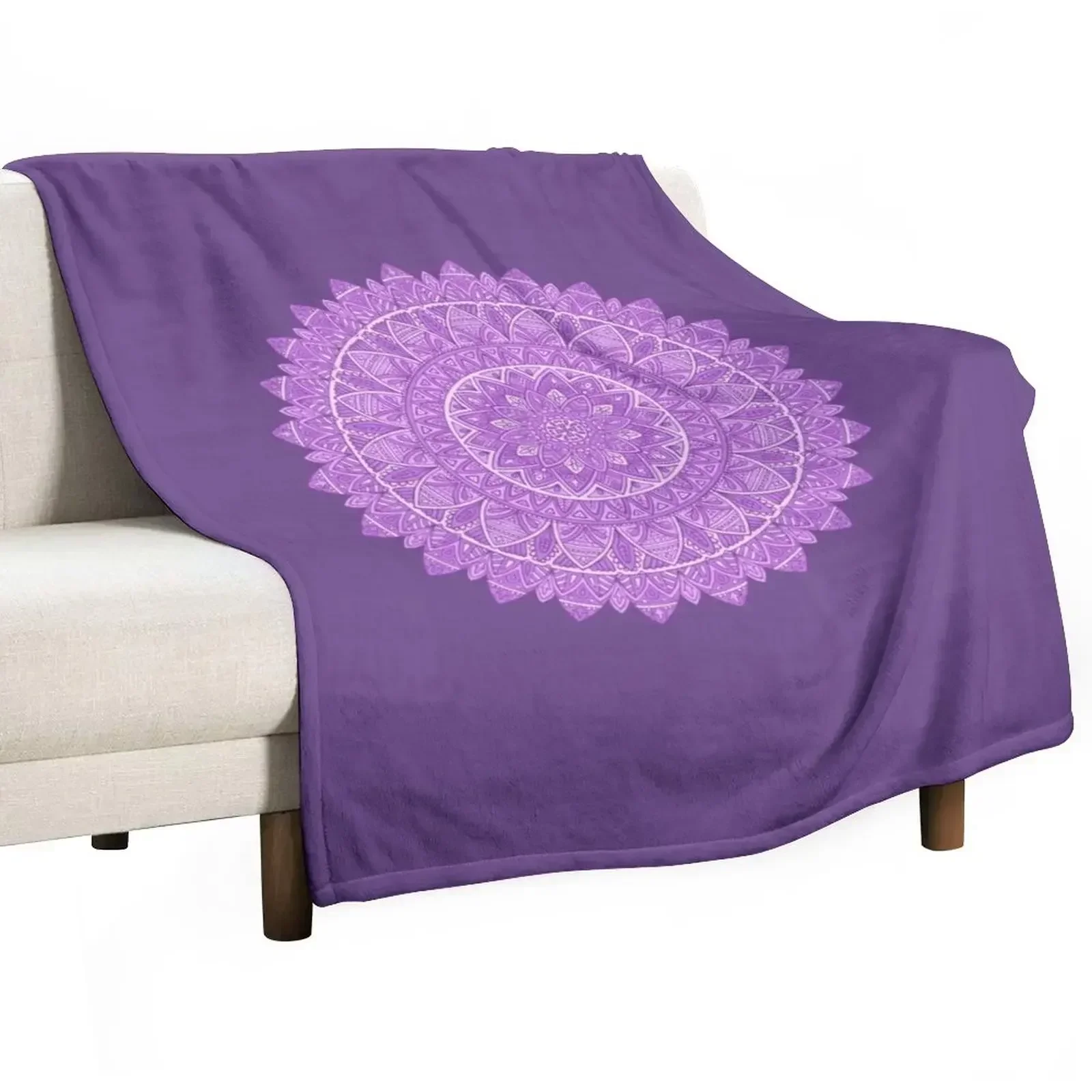 

Purple Mandala Throw Blanket Soft Plaid Flannel Weighted Blankets