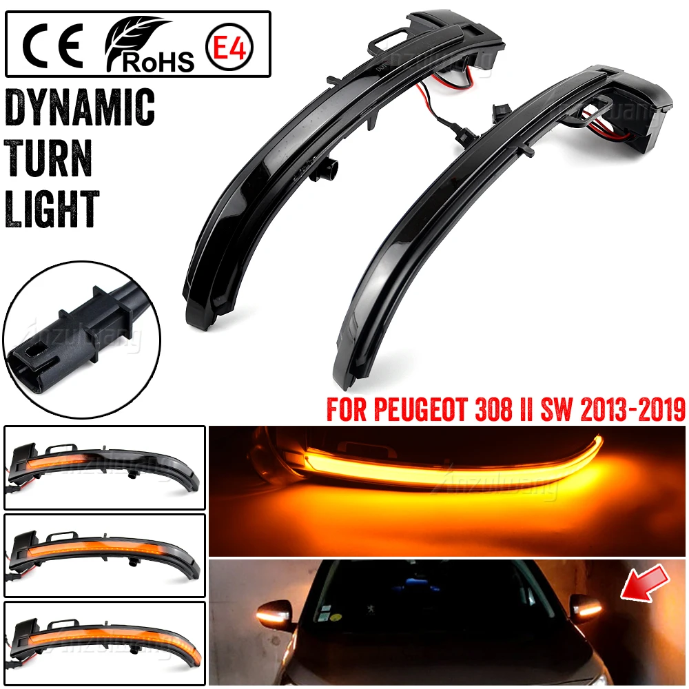 Mirror LED Turn Signal Repeater Lamp For Peugeot 308 II SW 2013 2014 2015 2016 2017 2018 2019