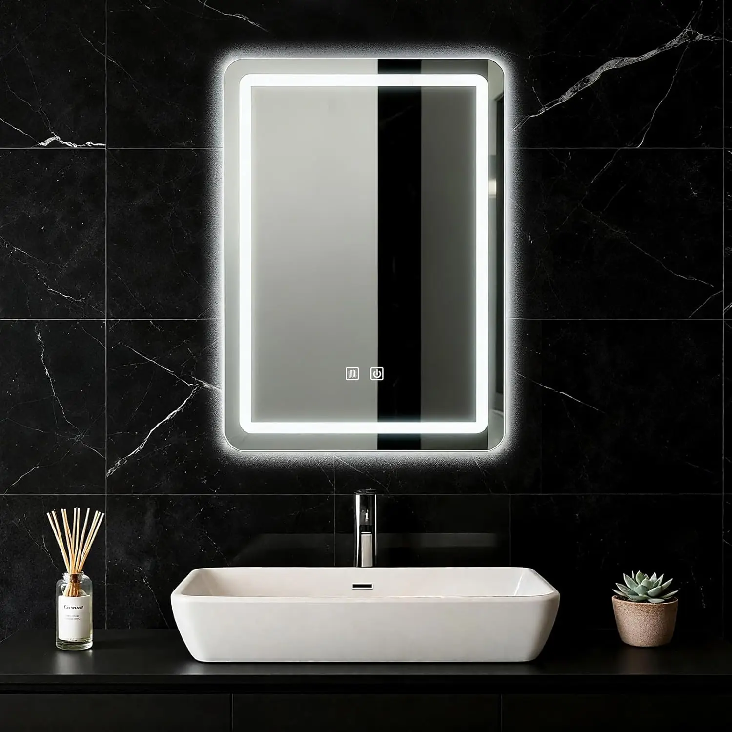 

16x24 inch LED Bathroom Mirror Vanity Mirrors with Backlit Lights Fogless Makeup Mirror Wall Mounted with Demister