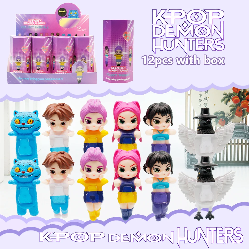 Kpop Demon Hunters Anime Blind Box giocattolo Telefono Buddy Rumi Mira Zoey Jinu Sussy Derpys Tiger Carino Mini figura Decorazione regalo