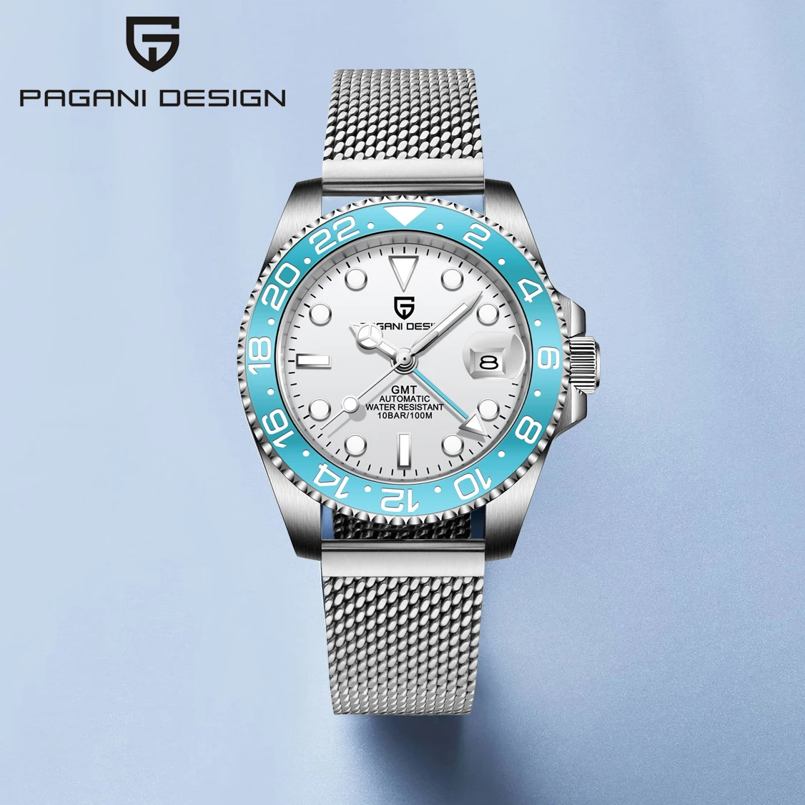 Nuevo Reloj Mecánico Automático PAGANI DESIGN 2026 con Correa de Malla Milanesa, Resistente al Agua, Luminoso, de Lujo, para Hombre