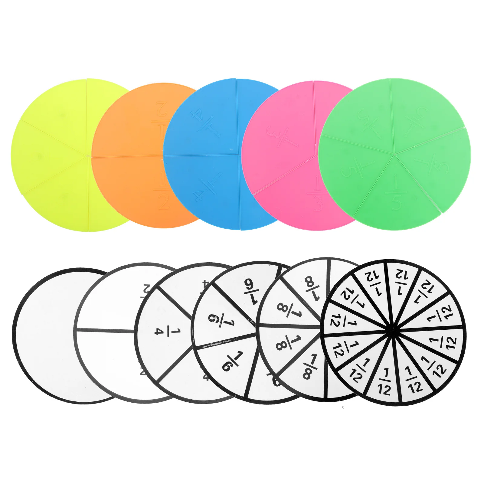 1Set Math Teaching Aids Magnetic Fraction Circles for Kids Visual Learning Tool Classroom Home School Education Activity Set