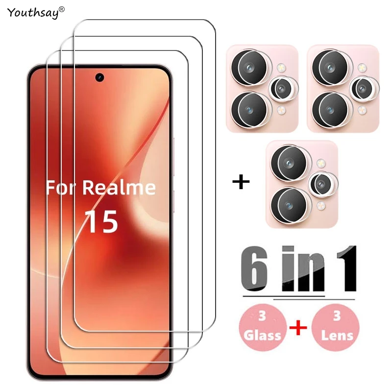 6in1 Full Gule Glas Für Realme 15 Gehärtetes Glas Realme 15 Screen Protector HD Schutz Telefon Kamera Objektiv film Realme 15 5G – Detail 1