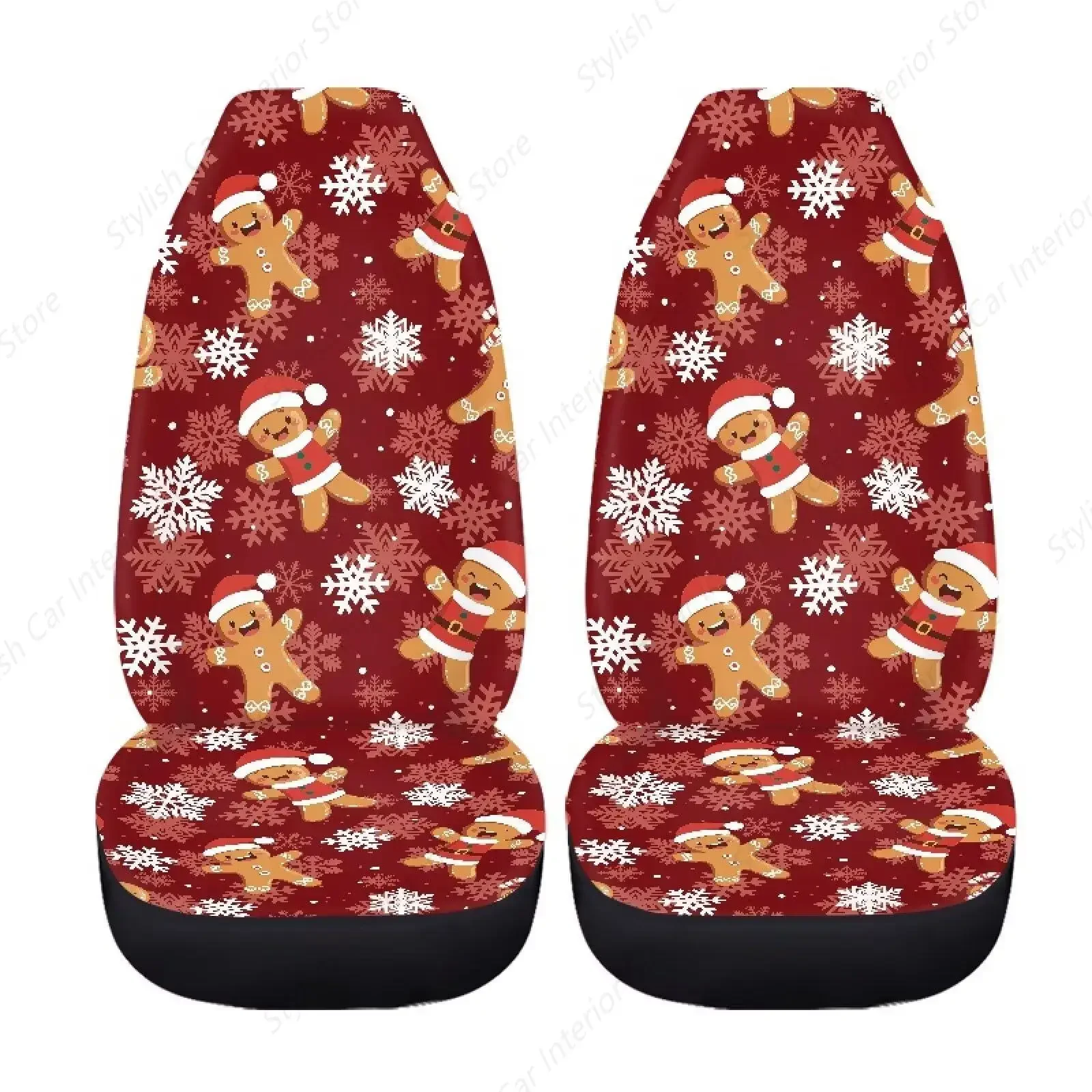 

Чехлы на автомобильные сиденья с узором печенья и снежинки, Рождественский декор, износостойкая защита для сиденья ведра, полный комплект, 2 упаковки, эластичные