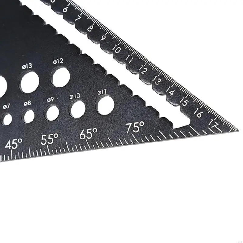 7Inch Triangle Ruler Aluminum Angles Protractors Measuring Ruler L4MF