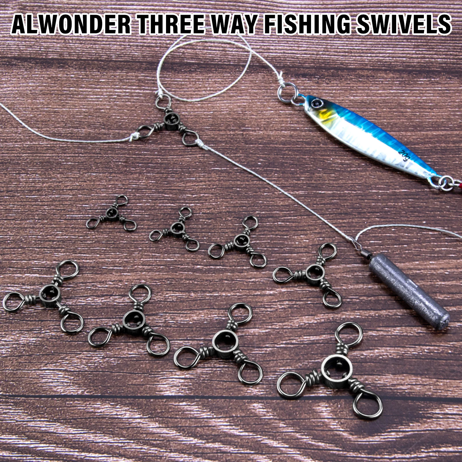 20/50pcs 3 Way Fishing Swivel Stainless Steel Cross Line Swivel High Speed for Surf Fishing Rig Catfish Rig Jigging Trolling view 5