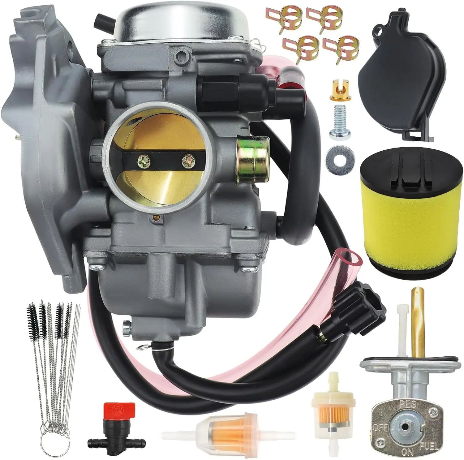 0470-448 Carburetor Fit for Arctic Cat 250 300RED GREEN 2001-2005 ATV Carb Replace 0470-427 with Air Filter & Fuel Valve Petcock