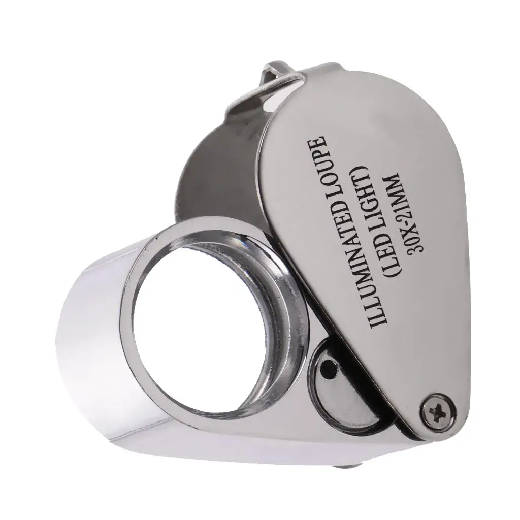 Foldable 30X Glass Magnifying Jeweler Eye Jewelry Loupe Portable Mini Jewelry Loupe for Jewellery Coins Stamps