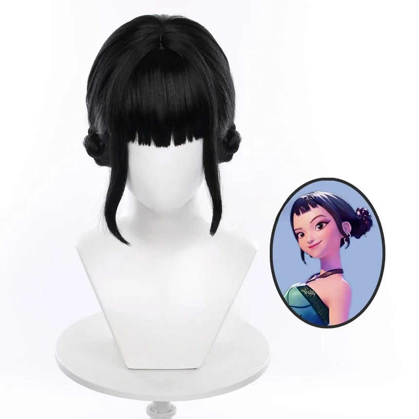 

K-Pop: Demon Hunters Zoey 2 hair bun Cosplay Wigs Black Synthetic Hair Halloween Party Wig Women Movie Role Play Accessory Wig