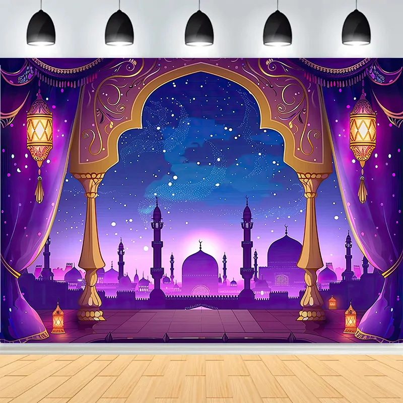 ليلة عربية مغربية حفلة غرفة المعيشة العربية نمط خلفيات للتصوير الفوتوغرافي عيد ميلاد ماجيك الجني خلفية صورة فاخرة DA-02